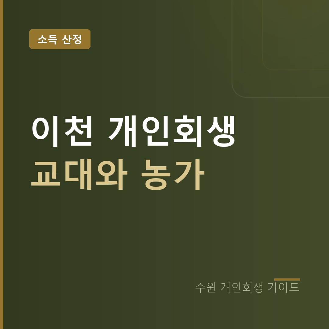 수원 개인회생 이천 교대근무 농가 소득